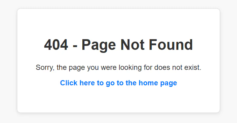 The 404 Page Not Found page shown for a service this site does not have